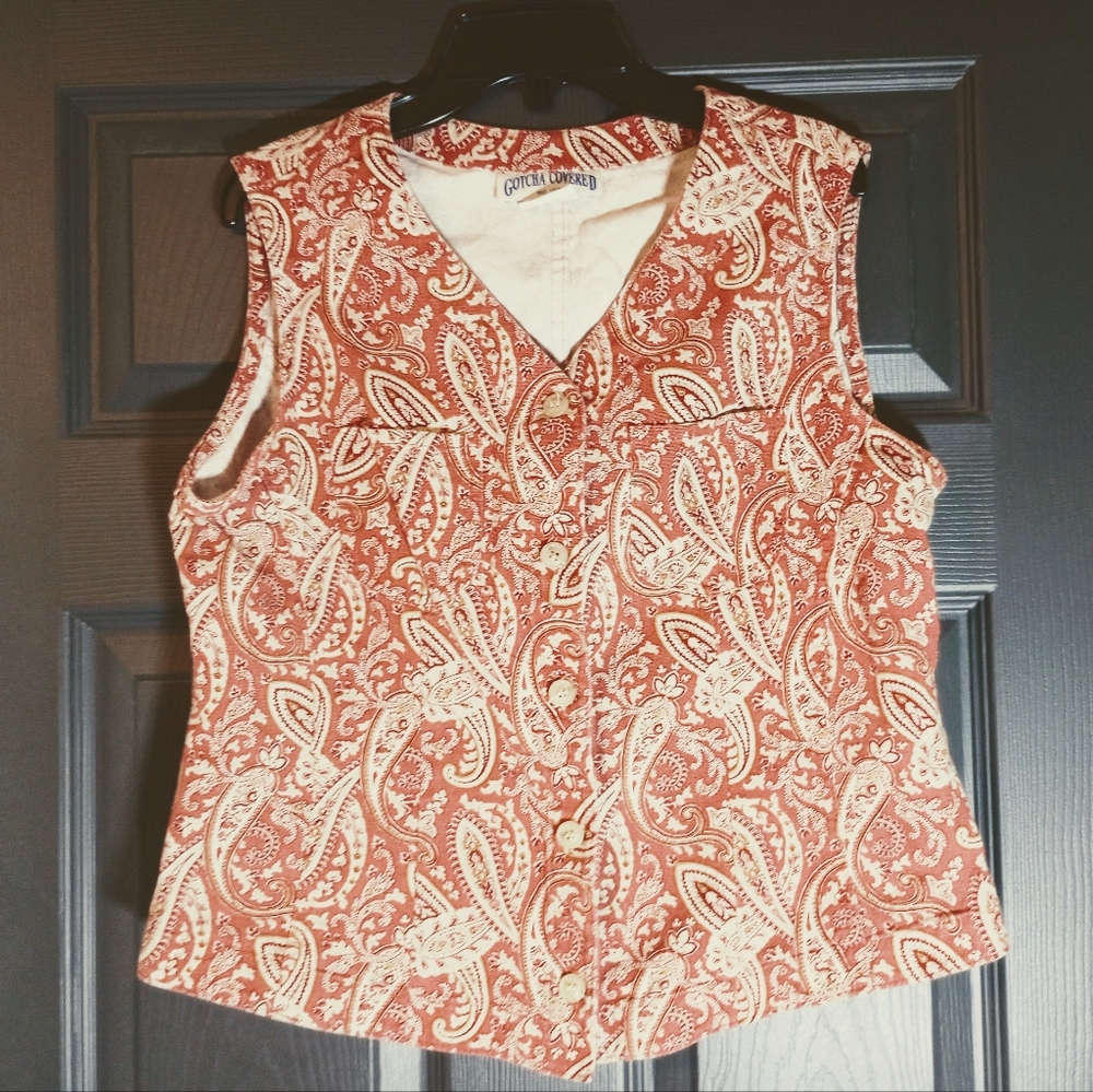 Vintage Western Cowgirl Paisley Floral Vest 80s Gorpcore Gotcha Covered  Medium